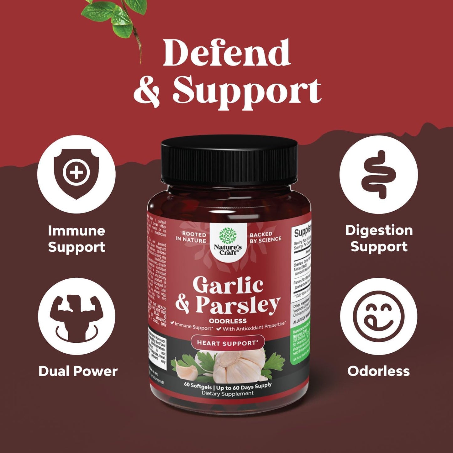 Huntington Labs Water Away Pills Bundle for Bloating Relief & Garlic Supplement for Immune Support - Maximum Strength Formula