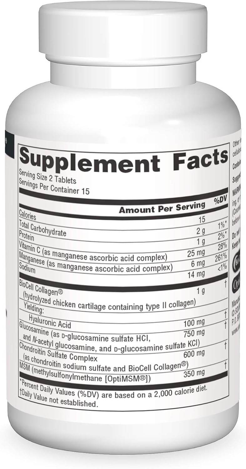 Hyaluronic Joint Complex with Glucosamine, Chondroitin & MSM - 30 Tablets by Source Naturals