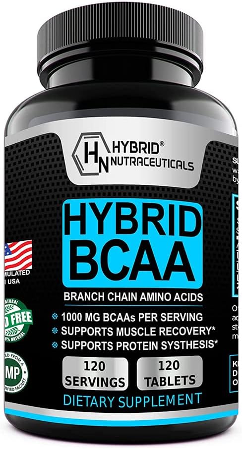 Hybrid BCAA 1000mg - Amino Acids Supplement with 2:1:1 Ratio - Vegan, Non-GMO - 120 Servings
