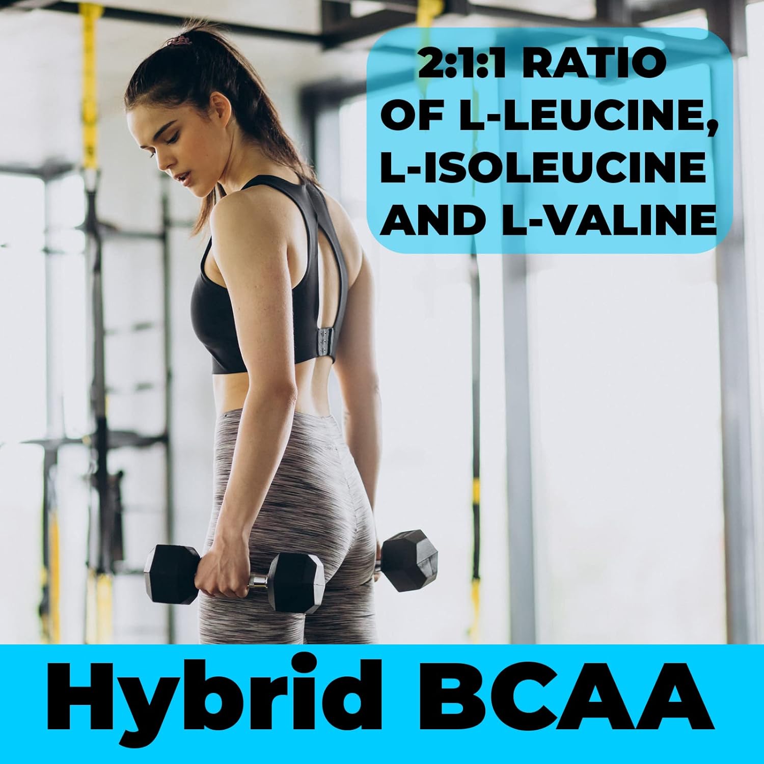 Hybrid BCAA 1000mg - Amino Acids Supplement with 2:1:1 Ratio - Vegan, Non-GMO - 120 Servings