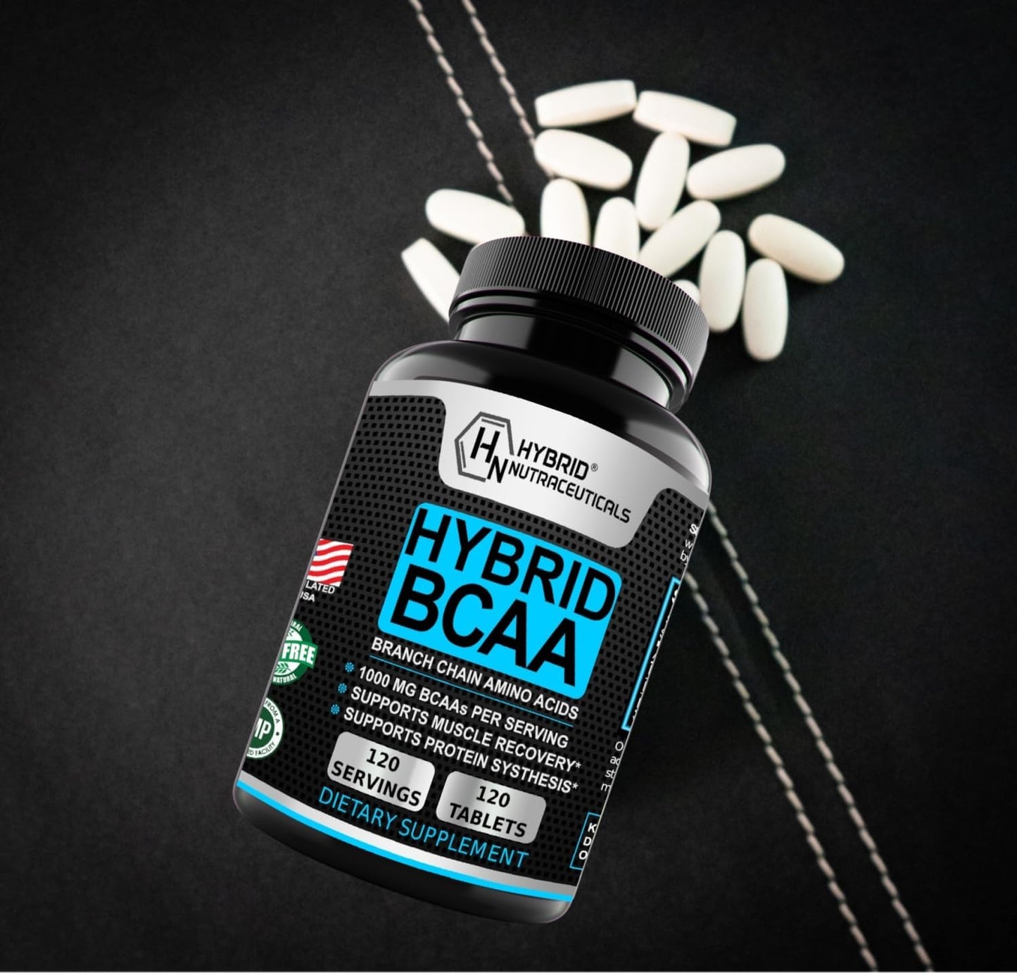 Hybrid BCAA 1000mg - Amino Acids Supplement with 2:1:1 Ratio - Vegan, Non-GMO - 120 Servings