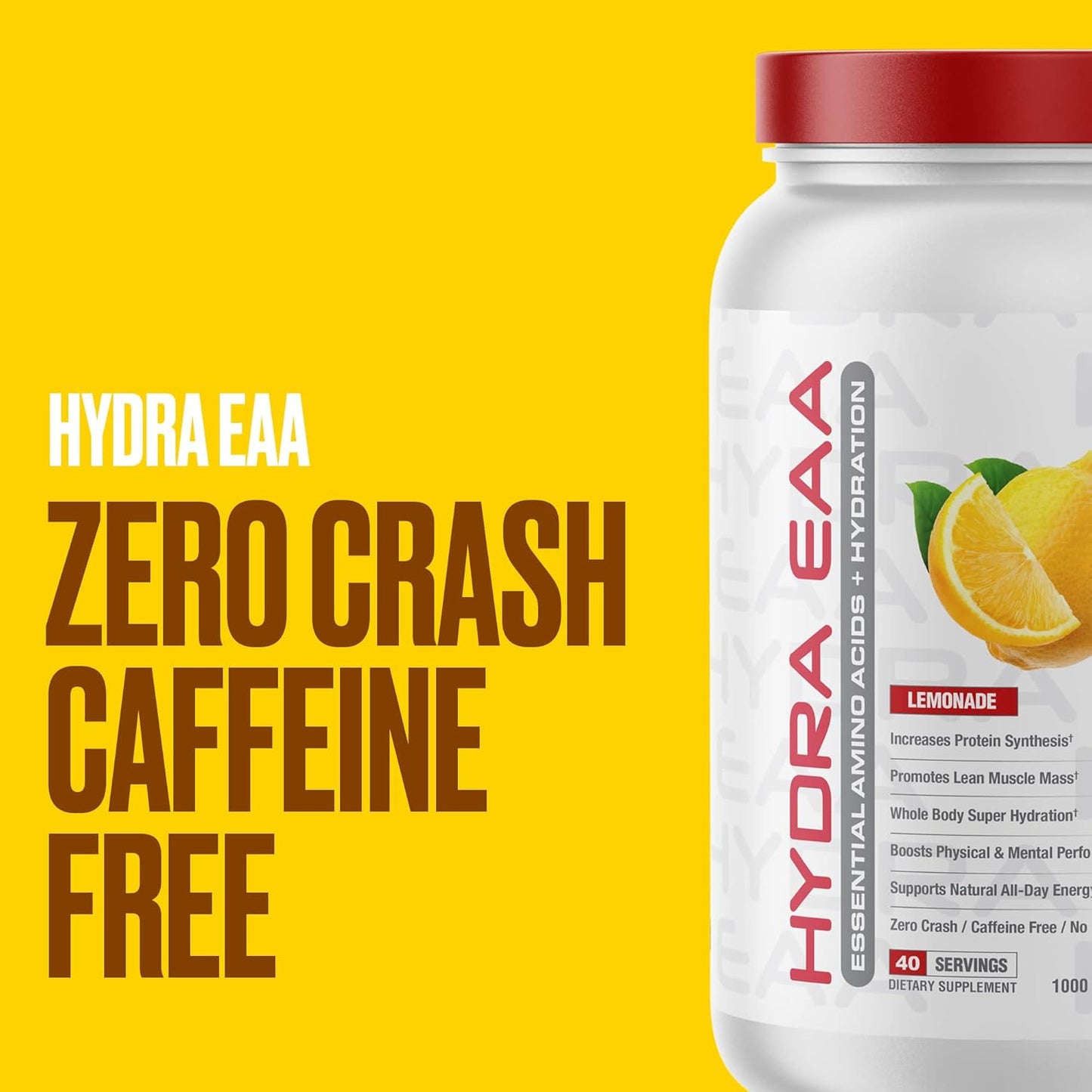 Hydra EAA Metabolic Nutrition Supplement with Essential Amino Acids, BCAAs, Glutamine, Coconut Water & Glycerol for Hydration - Watermelon Flavor, 1000g