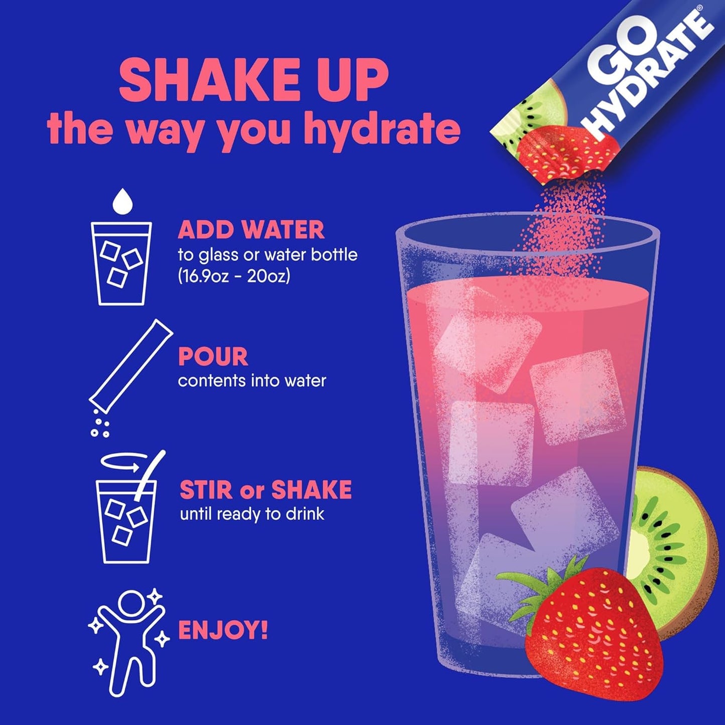 Hydrate On-the-Go with GoHydrate Grapefruit Electrolyte Powder Packets - Sugar Free & Vitamin D Enhanced - 30 Packets