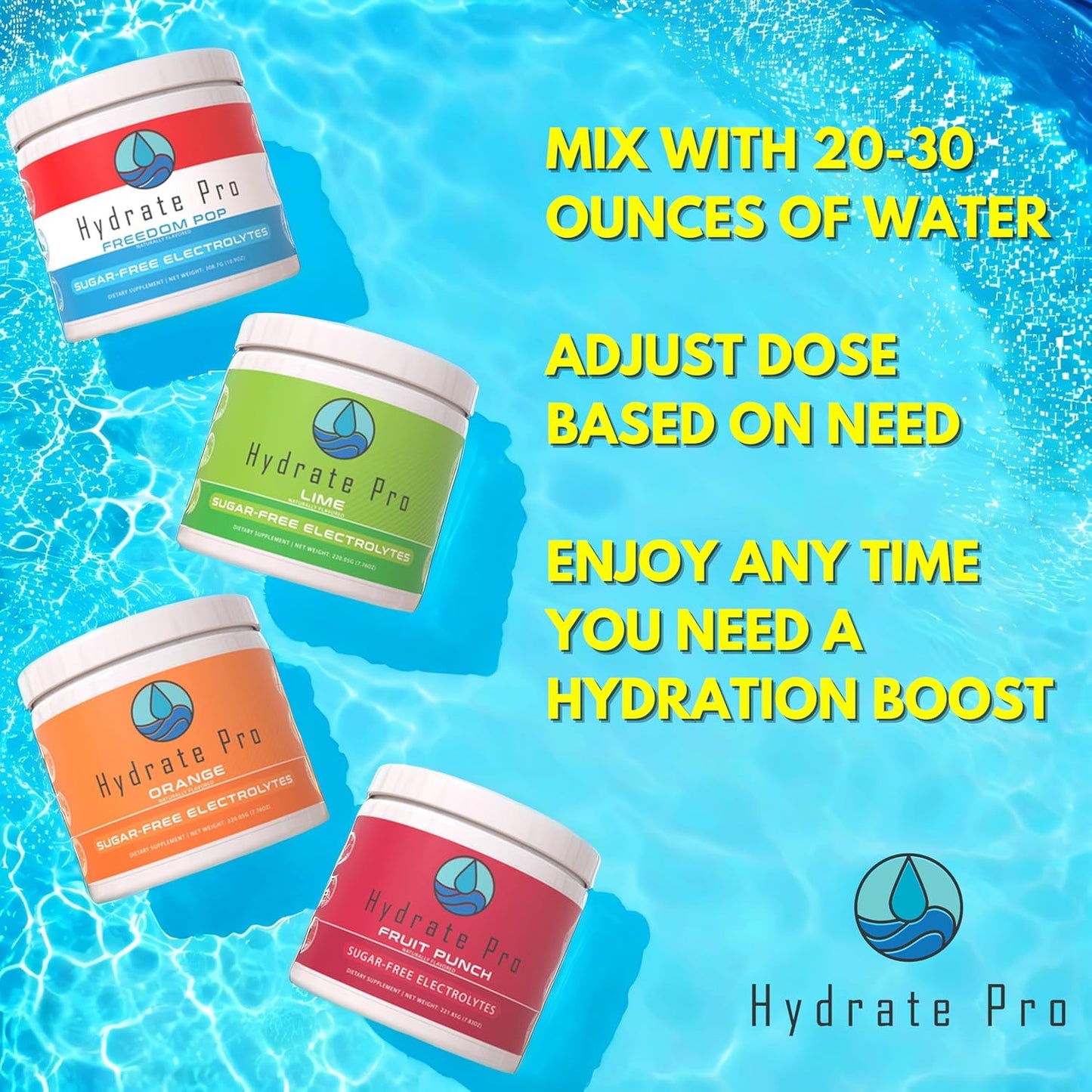 Hydrate Pro Electrolyte Powder | Sugar-Free 1000mg High-Sodium Complex | POTS & Keto Flu Support | 45 Servings (Freedom Pop)