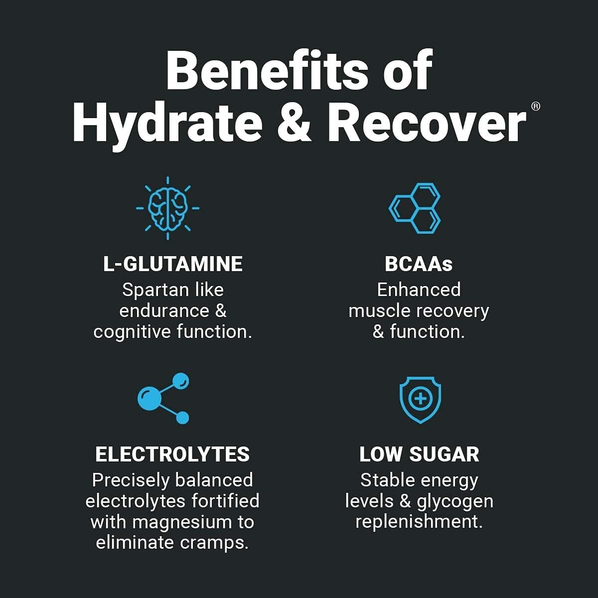Hydrate & Recover Powder Drink Mix with BCAAs and Vitamin C - Arizona Peach Flavor - 30 Servings