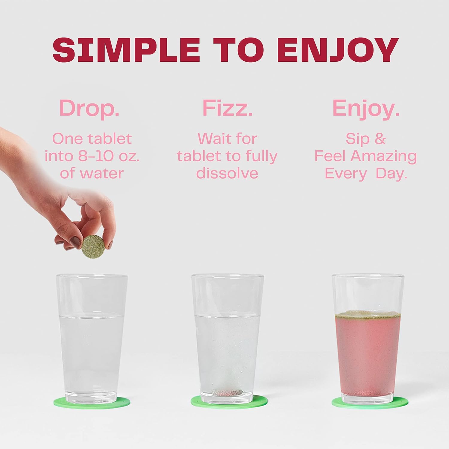 Hydrating Electrolyte Tablets with Vitamins, Fizzy Greens Water Enhancer, Strawberry Lemonade Flavor, 60 Tablets