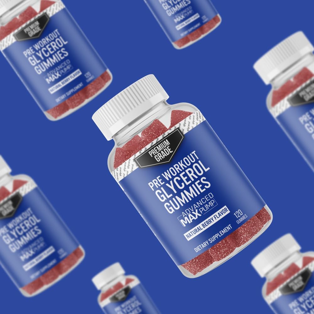 Hydrating Glycerol Gummies for Intense Pump Pre-Workout - Caffeine-Free Supplement - 120 Count - VitaPatch Premium Grade Formula