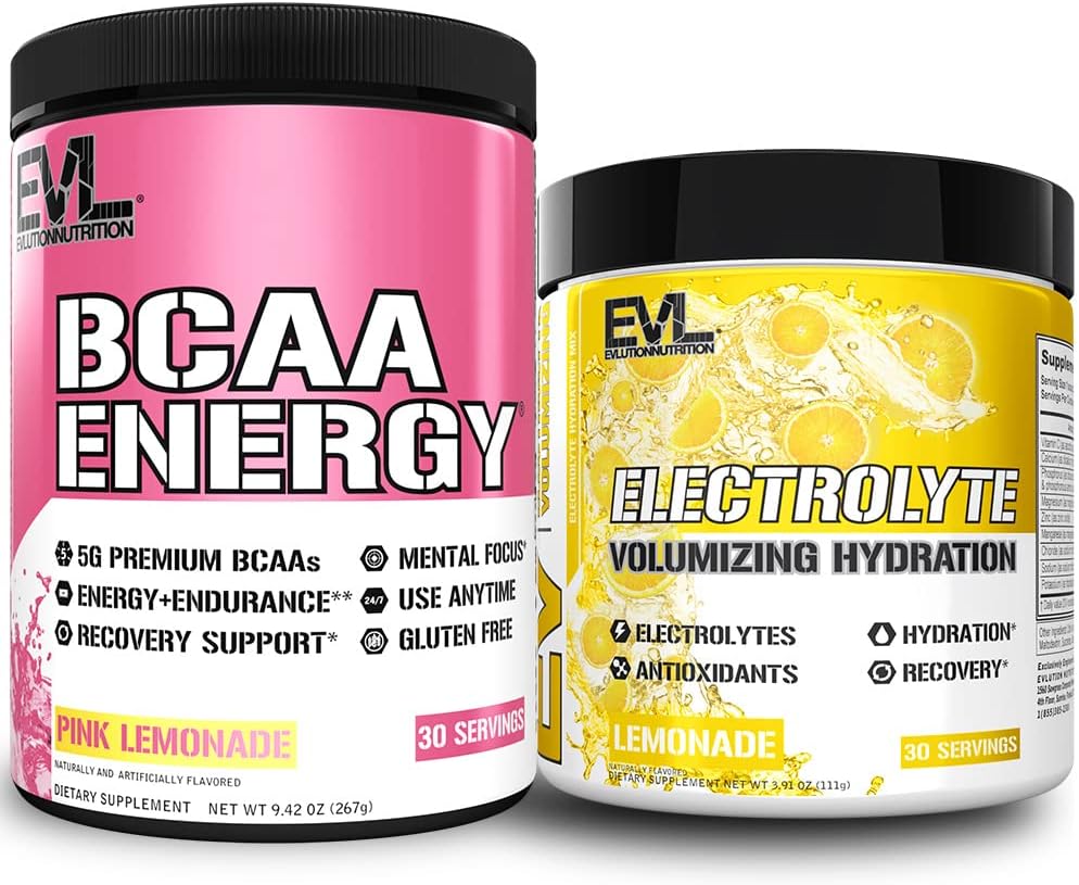 Hydration and Recovery Bundle: Evlution Ultimate Electrolyte & BCAA Powder Stack with 6 Key Electrolytes