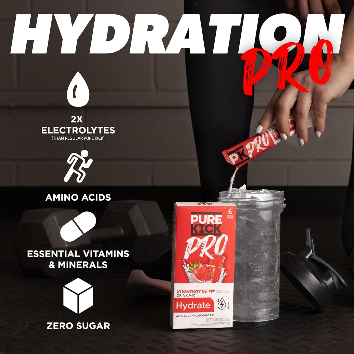 Hydration Electrolyte Drink Mix - Strawberry Ice Pop Flavor - 6 Packets per Box