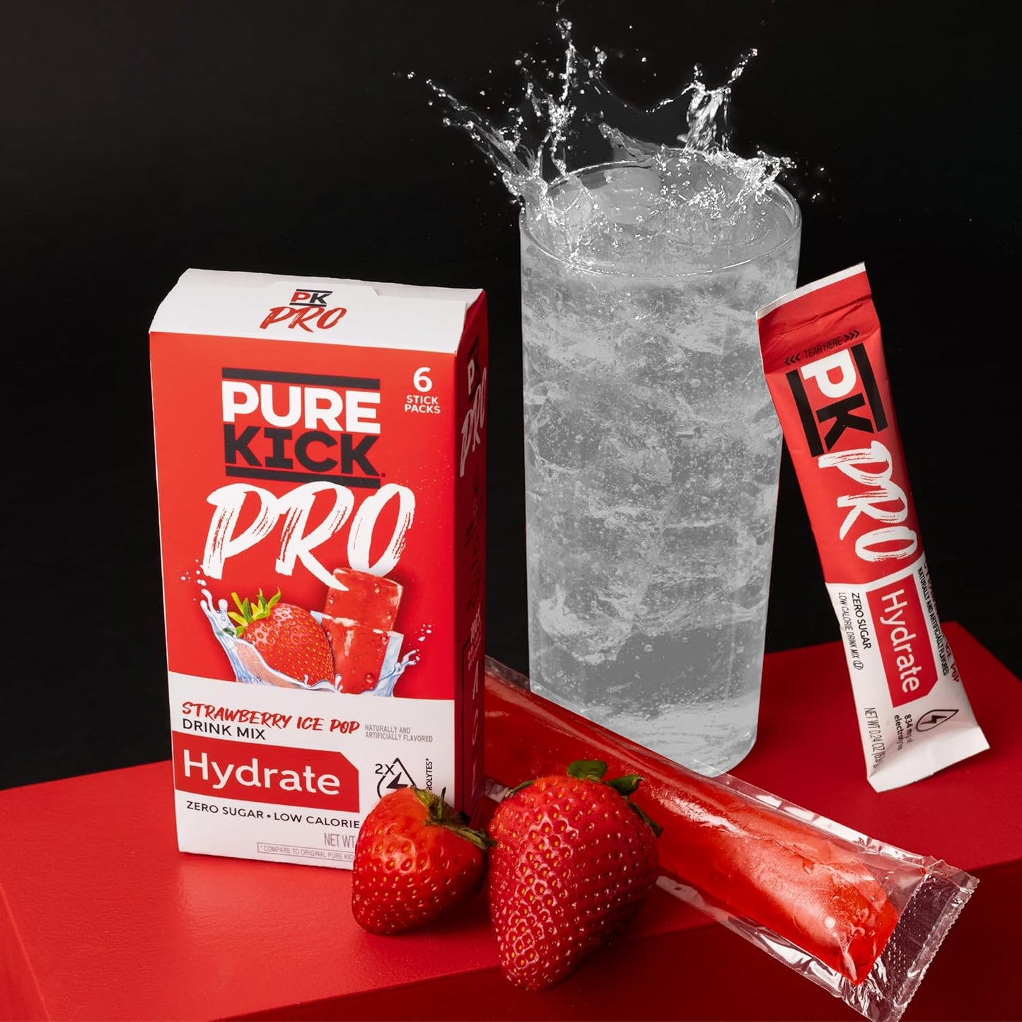 Hydration Electrolyte Drink Mix - Strawberry Ice Pop Flavor - 6 Packets per Box