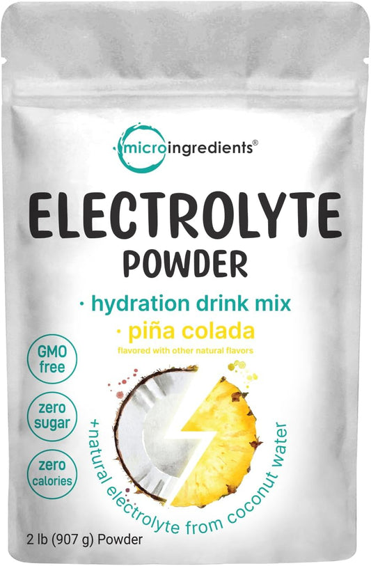 Hydration Electrolyte Powder with High Potassium, Tropical Piña Colada Flavor - 2lbs (139 Servings) | Keto-Friendly, No Sugar, Non-GMO - Natural Coconut Water