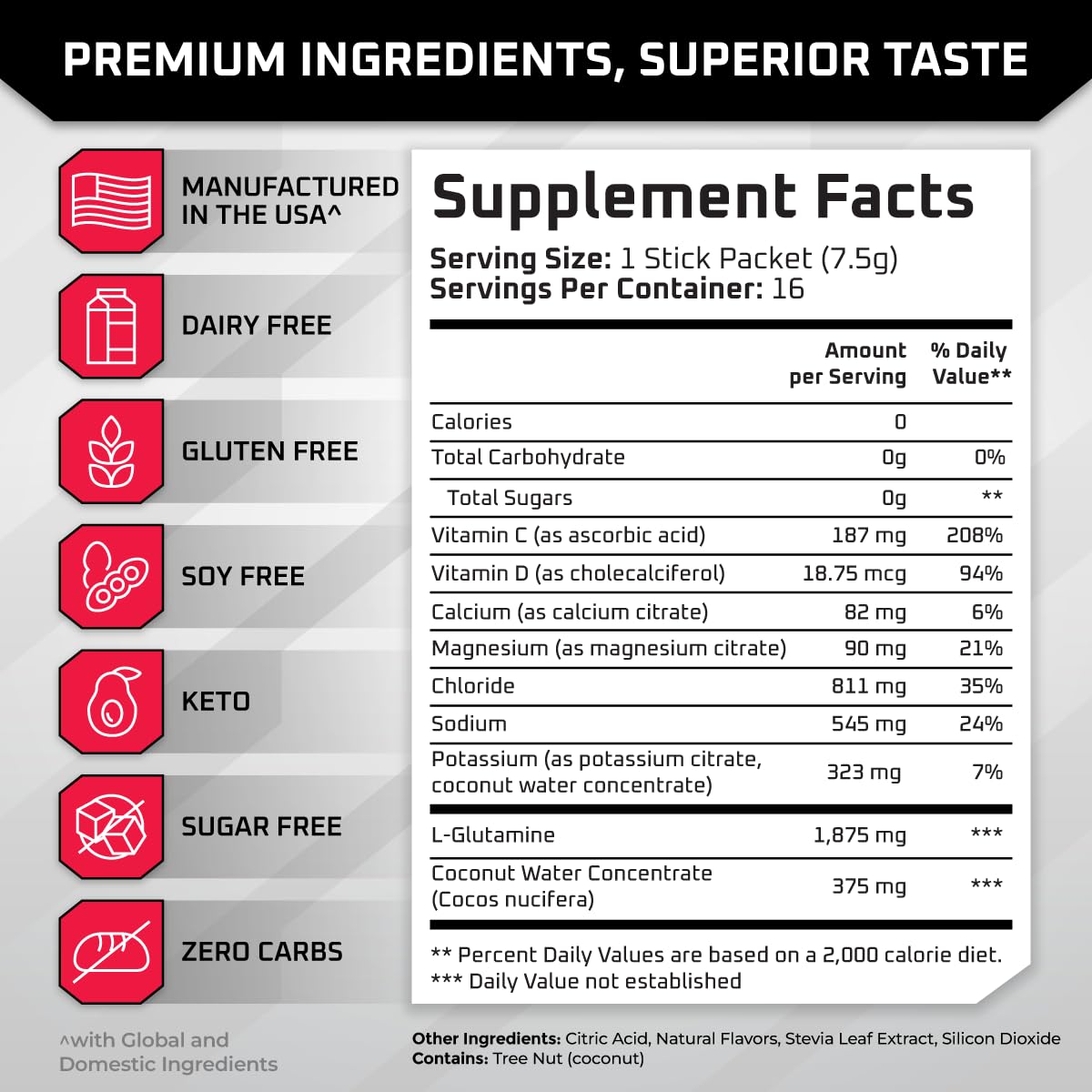 Hydration Packets with Electrolytes and Amino Acids for Workout Recovery - Sugar Free, 0 Calorie Liquid Enhancer (Fruit Punch, 16 Sticks) - BoostGo Australia