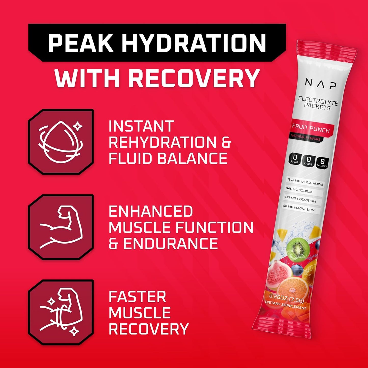 Hydration Packets with Electrolytes and Amino Acids for Workout Recovery - Sugar Free, 0 Calorie Liquid Enhancer (Fruit Punch, 16 Sticks) - BoostGo Australia