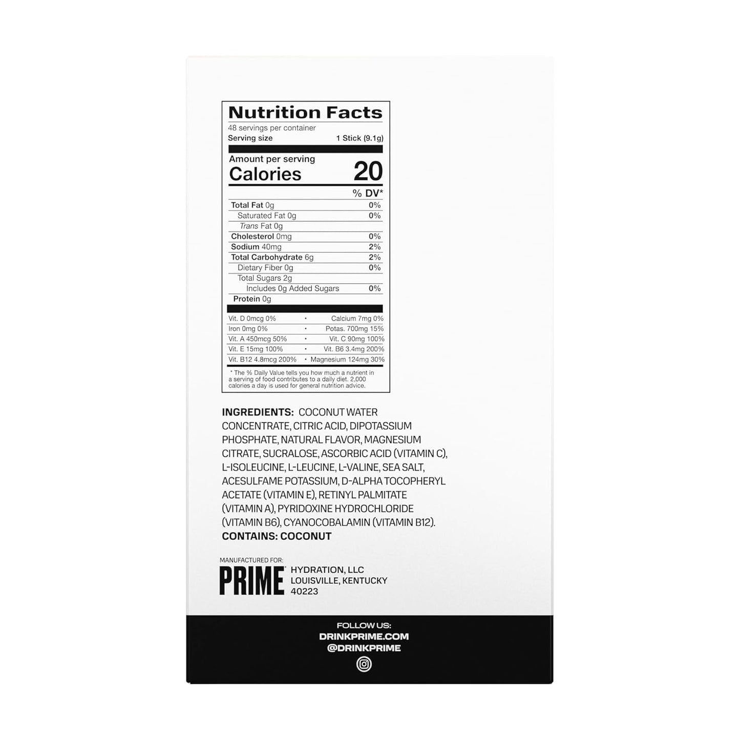 Hydration Powder Sticks with Electrolytes, BCAAs, and Antioxidants - 48 Vegan Single Serve Sticks