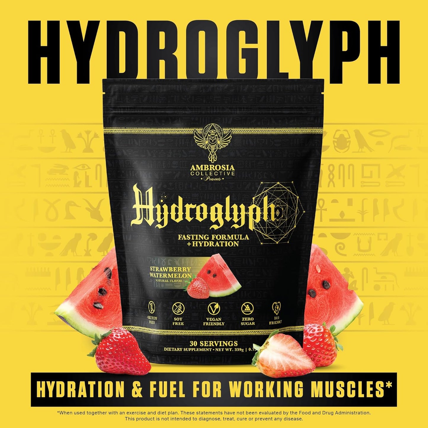 Hydration Powder with BCAA, EAA, and Electrolytes - Lean Muscle Protection Drink Mix with Coconut Water (Strawberry Watermelon)