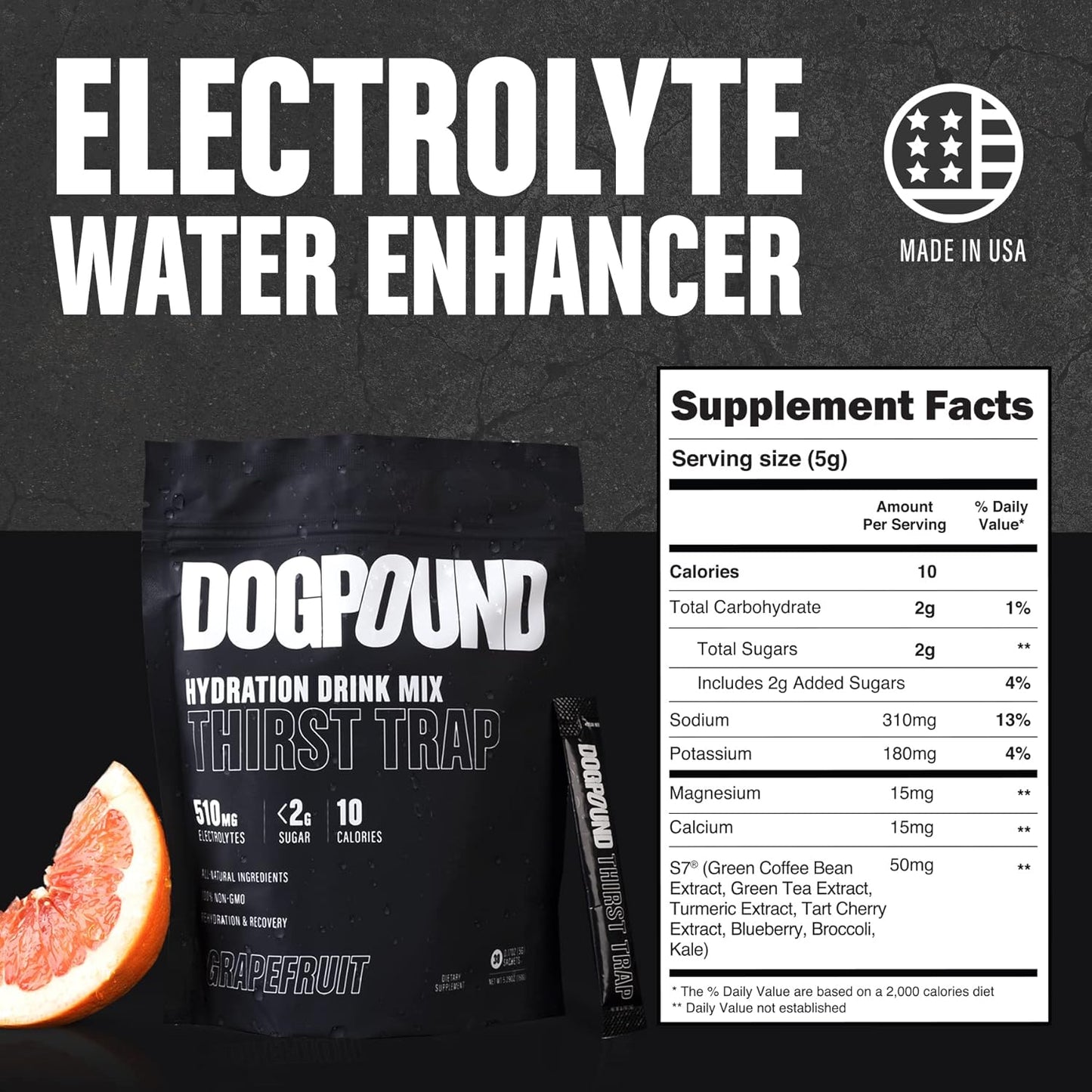 Hydration Supplement for Workout & Recovery | Electrolyte Drink Mix | Grapefruit Flavor | 10 Calories | 14 Convenient Sticks
