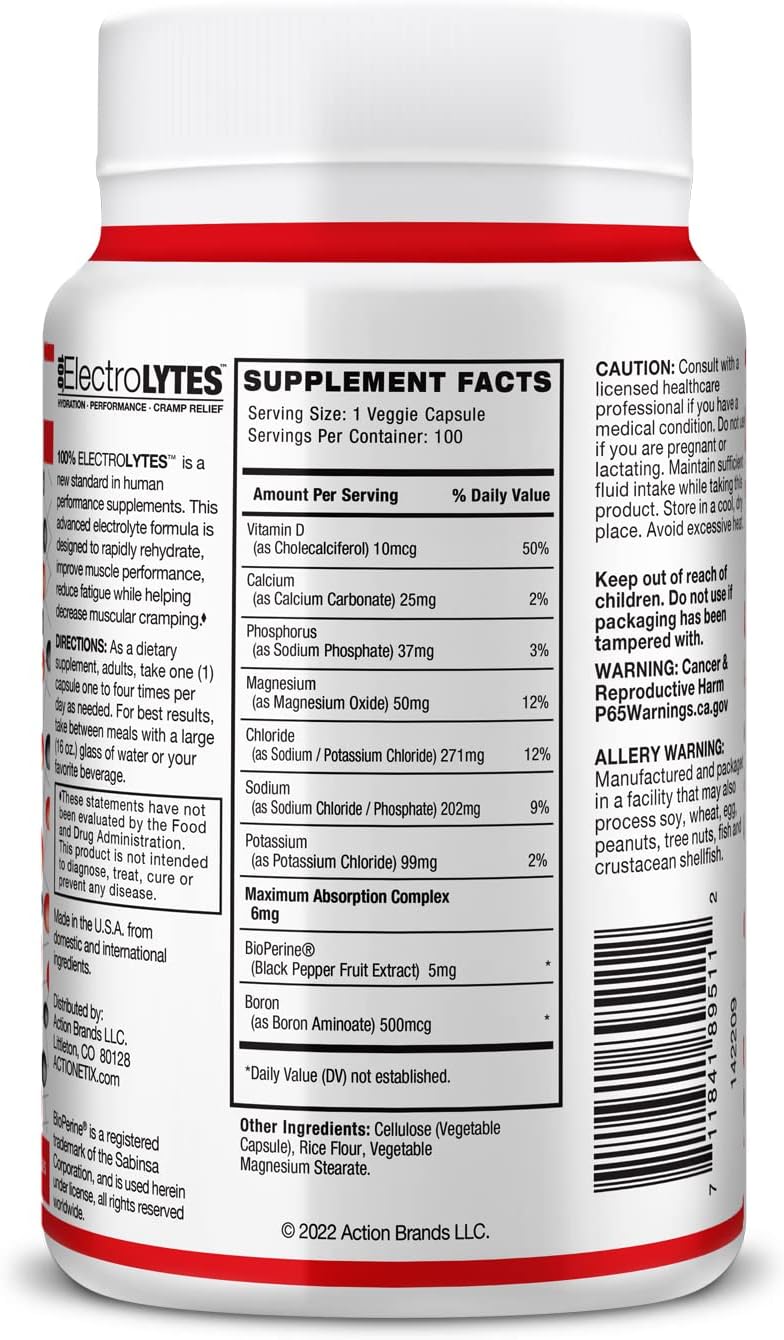Hydration Tablets: Electrolyte Replacement Capsules - Stimulant Free Rehydration Pills (100ct)