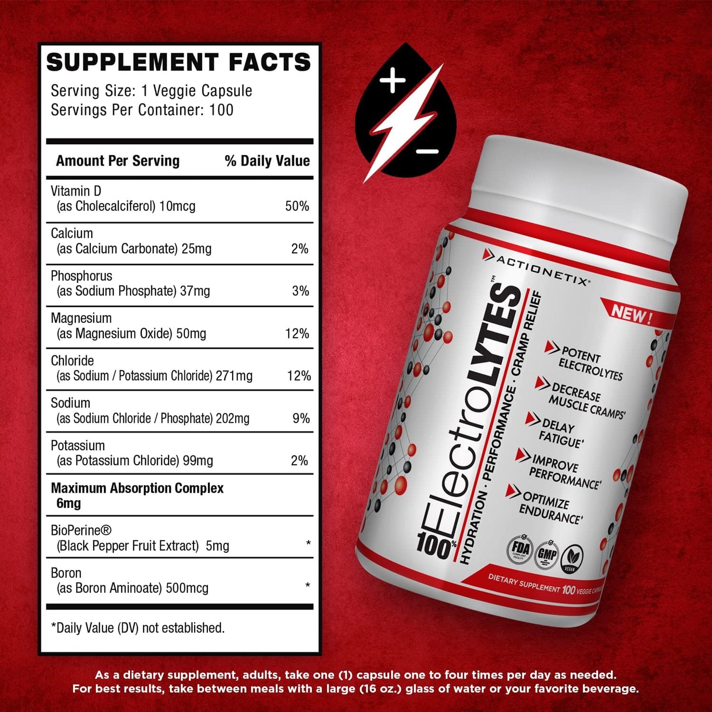 Hydration Tablets: Electrolyte Replacement Capsules - Stimulant Free Rehydration Pills (100ct)