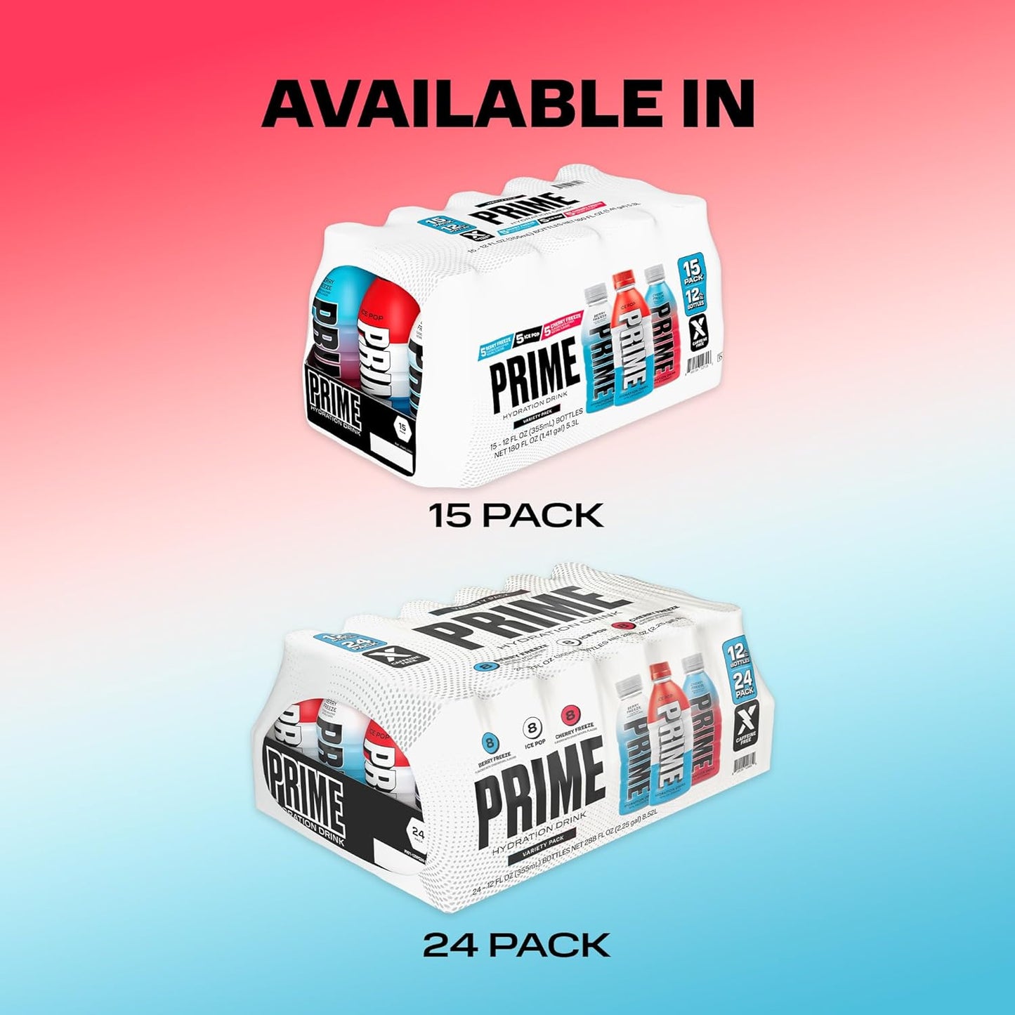 Hydration Variety Pack: Sports Drinks with Electrolytes, 250mg BCAAs, B Vitamins, Antioxidants, Low Sugar - 12oz, 15 Pack