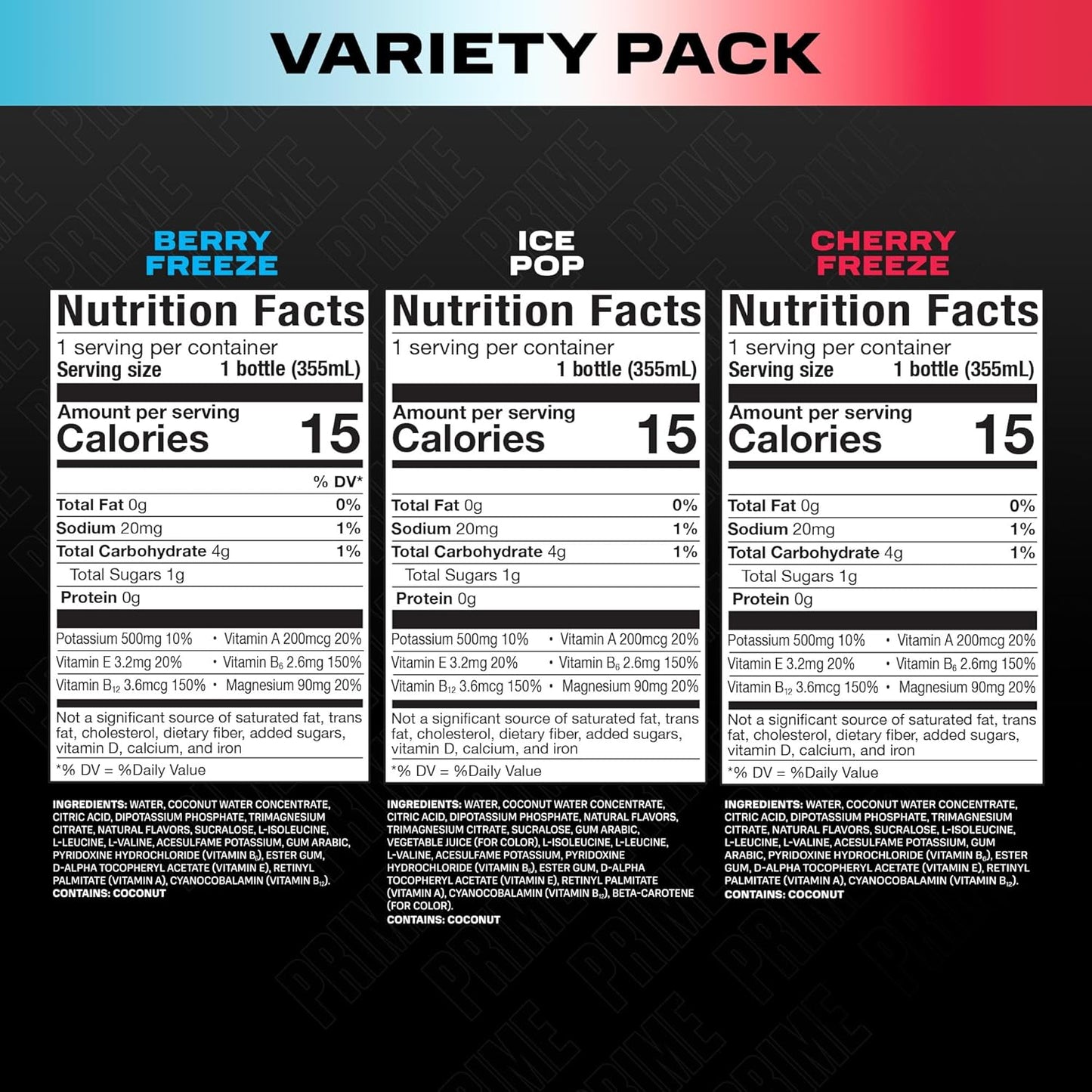 Hydration Variety Pack: Sports Drinks with Electrolytes, 250mg BCAAs, B Vitamins, Antioxidants, Low Sugar - 12oz, 15 Pack