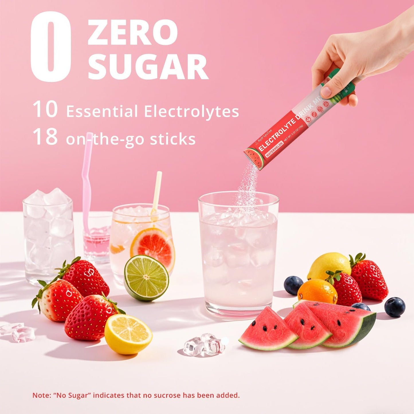 HydriPulse Watermelon Electrolyte Powder Packets - Sugar Free, 10 Electrolytes & Vitamins, Vegan Keto Drink Mix