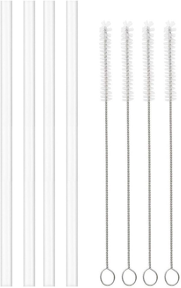 Hydro Flask Wide Mouth Bottle Replacement Straws 4-Pack with Cleaning Brushes - BPA-Free Hydroflask Straw Lid Straws
