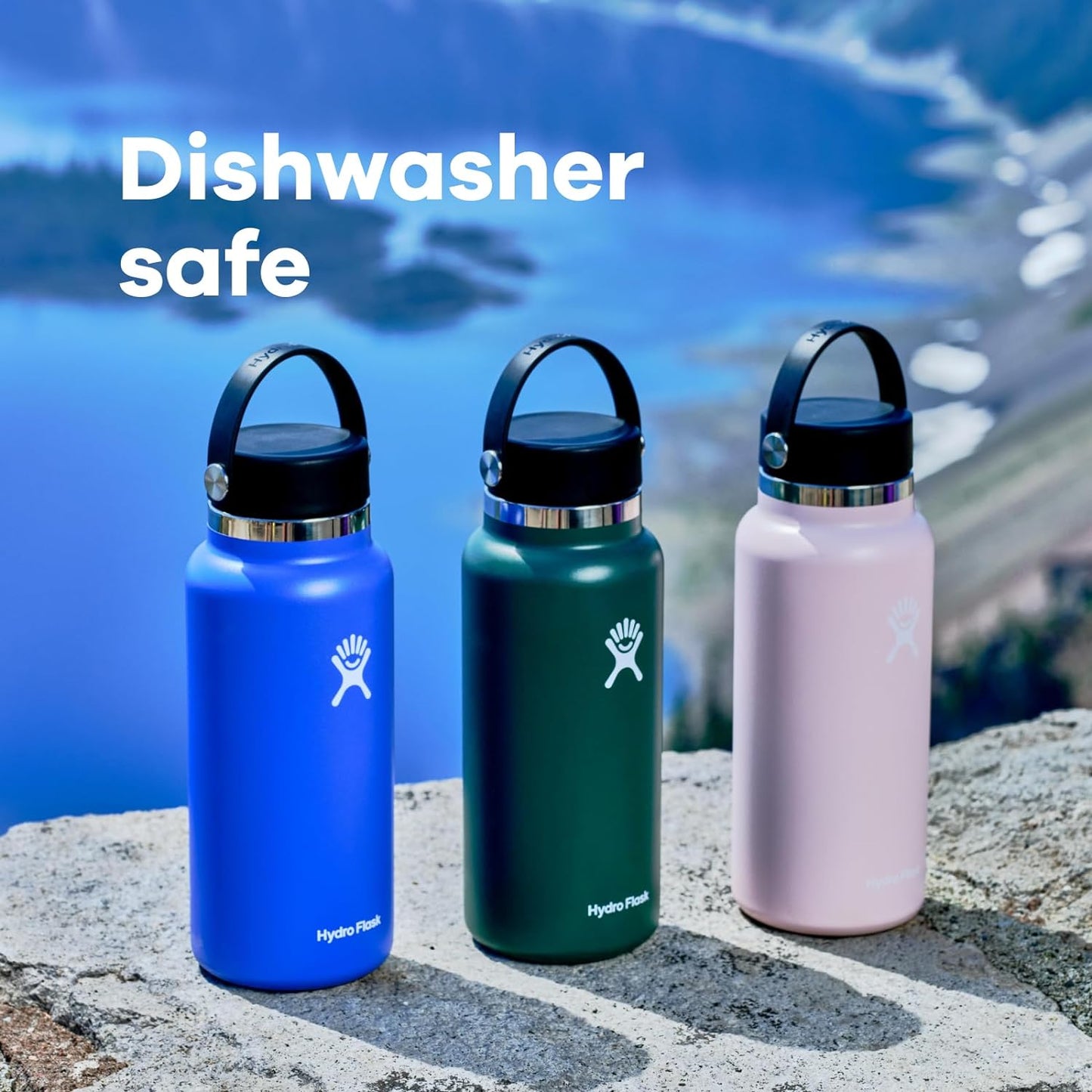 Hydro Flask Wide Mouth Stainless Steel Water Bottle with Leakproof Lid for Cold Drinks, Sports, Travel, Car, School - Vacuum Insulated
