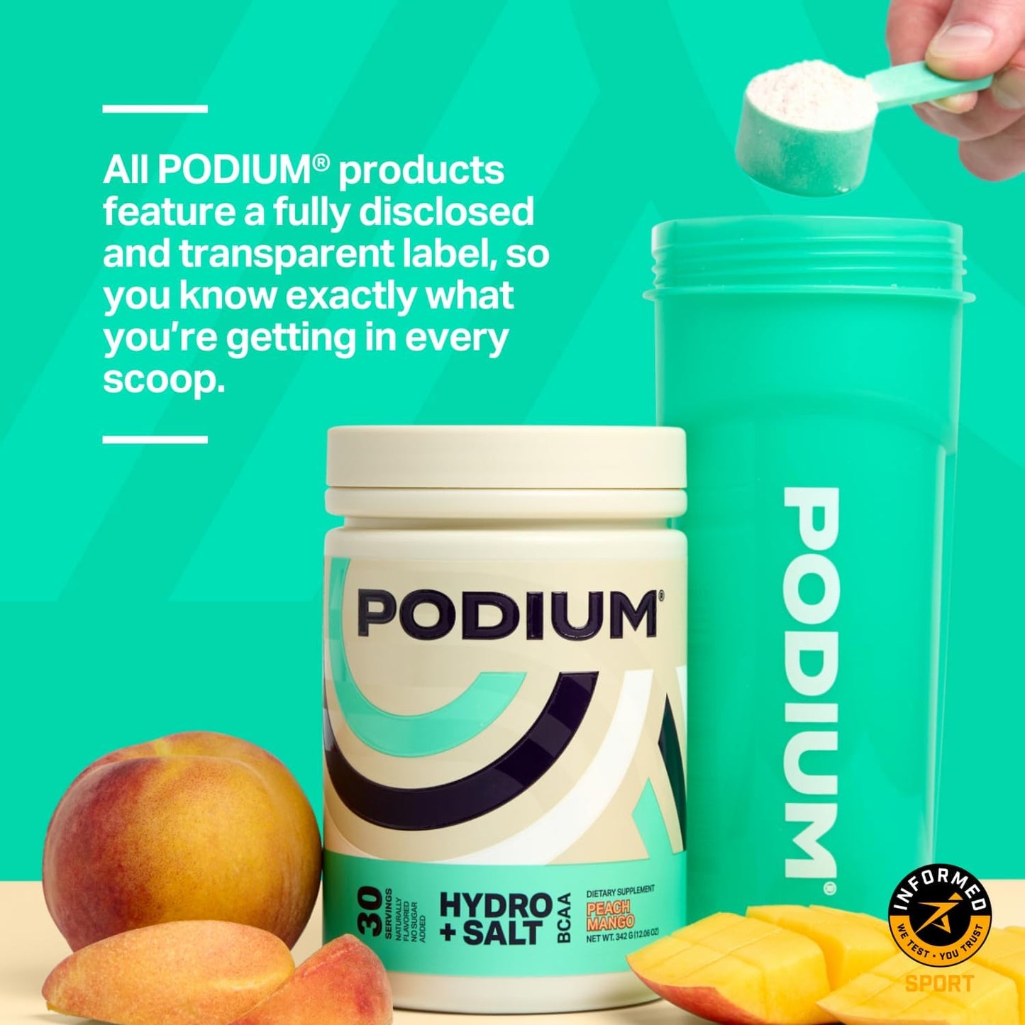 Hydro & Salt Mango Peach BCAA Powder - 30 Servings for Hydration & Recovery with Electrolytes