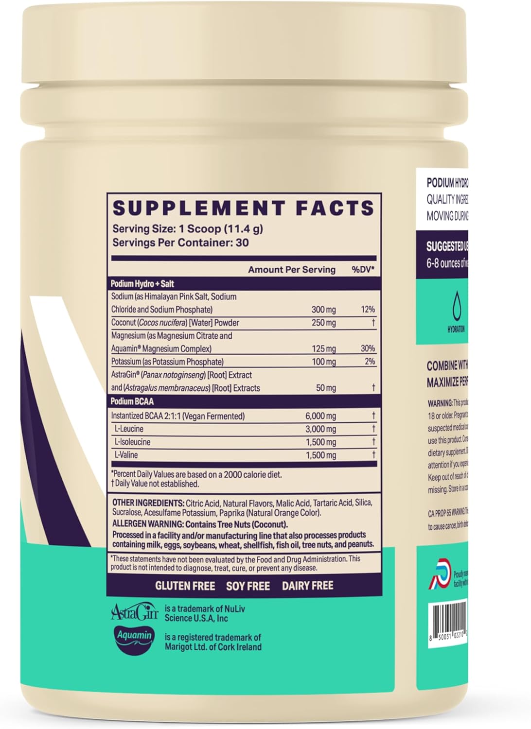 Hydro & Salt Mango Peach BCAA Powder - 30 Servings for Hydration & Recovery with Electrolytes