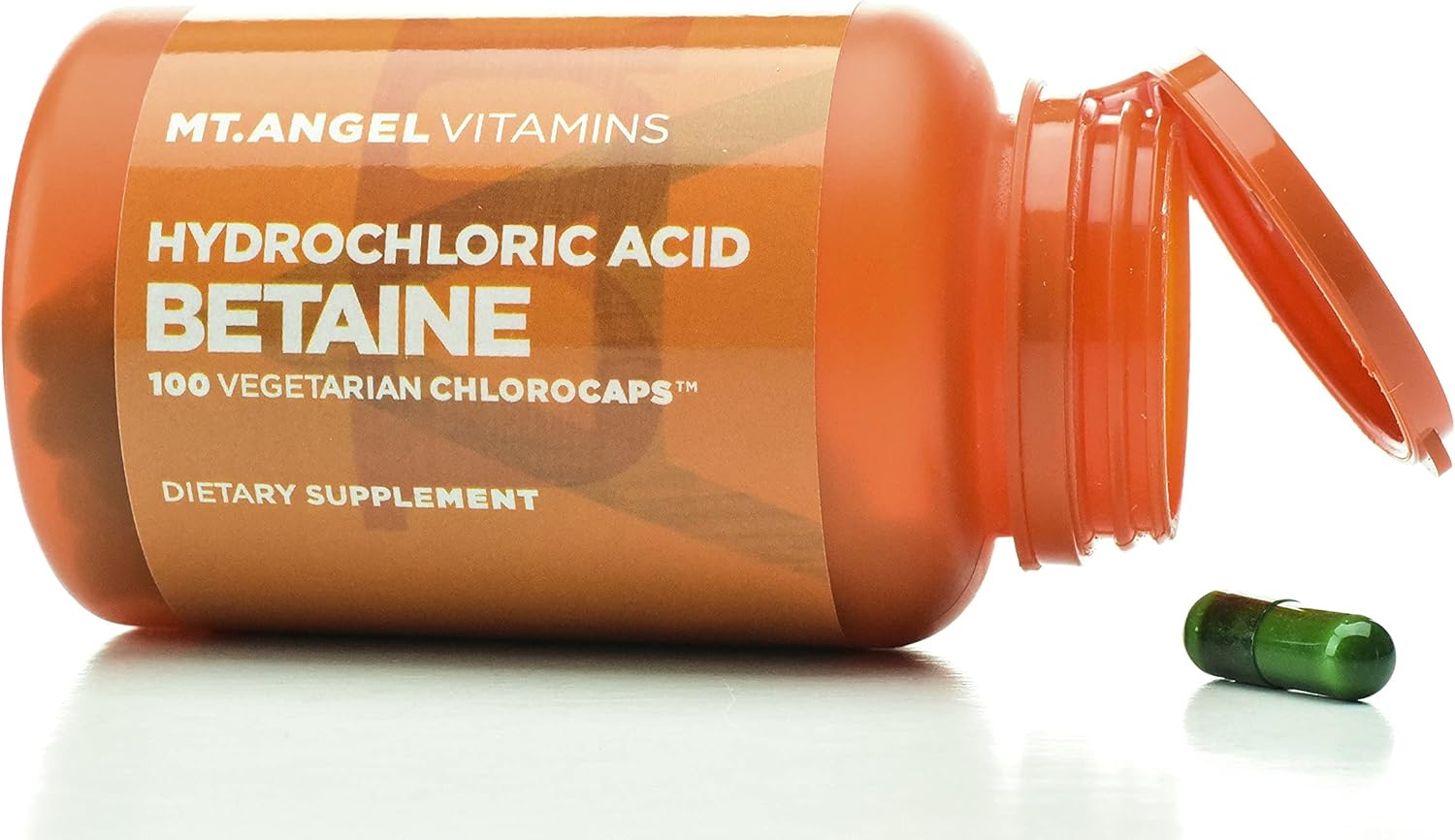 Hydrochloric Acid Betaine Supplement for Healthy Digestion - 100 Vegetarian Chlorocaps by Mt. Angel Vitamins