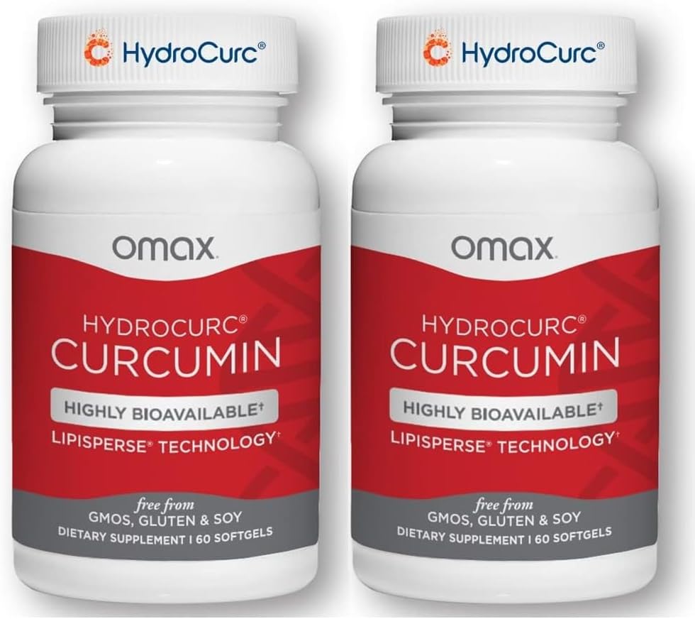 HydroCurc Turmeric Curcumin Softgels with MCT Oil Nanoparticle for Joint Health - 2 Pack, 120 Softgels