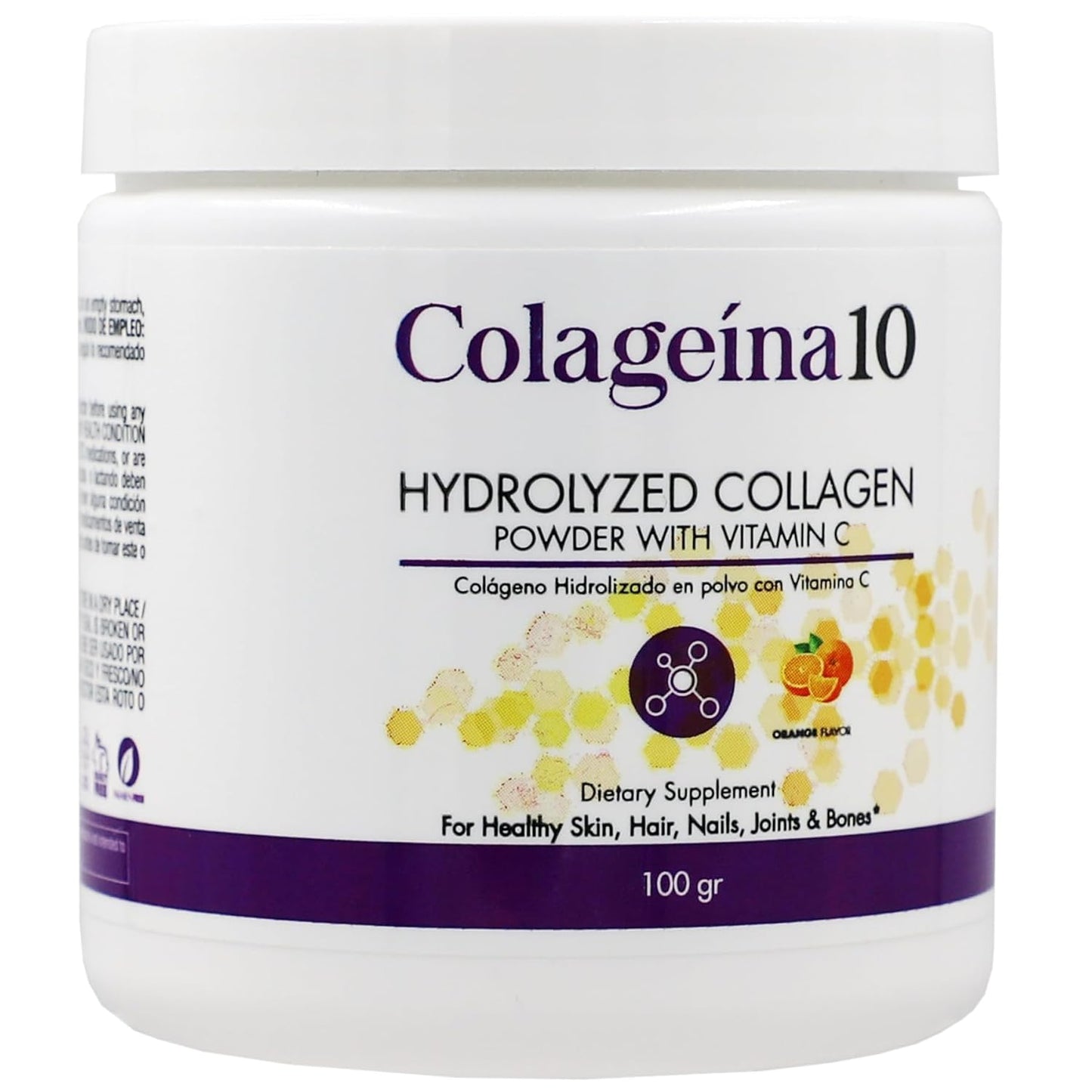 Hydrolized Collagen Powder with Vitamin C, Orange Flavor, Anti-Aging, Water-Soluble - 3.5 Oz Jar