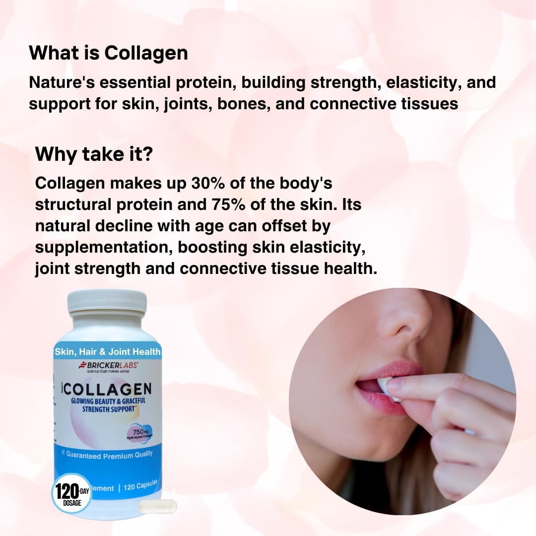 Hydrolized Collagen Supplement for Men & Women - Type I & III Collagen Capsules 750mg - 120 Day Supply