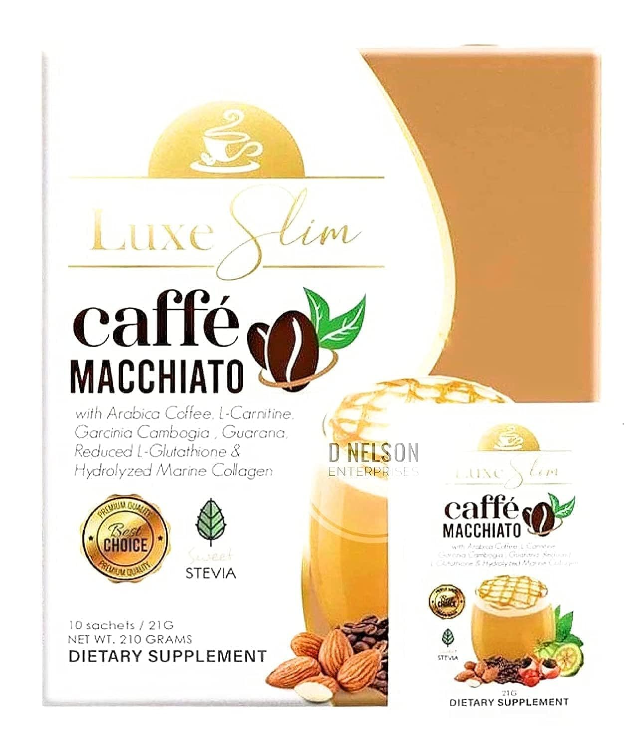 Hydrolyzed Collagen & Glutathione Cafe Macchiato Sachets - 21g x 10, Pack of 10 - Luxe Slim Formula