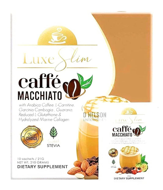 Hydrolyzed Collagen & Glutathione Cafe Macchiato Sachets - 21g x 10, Pack of 10 - Luxe Slim Formula