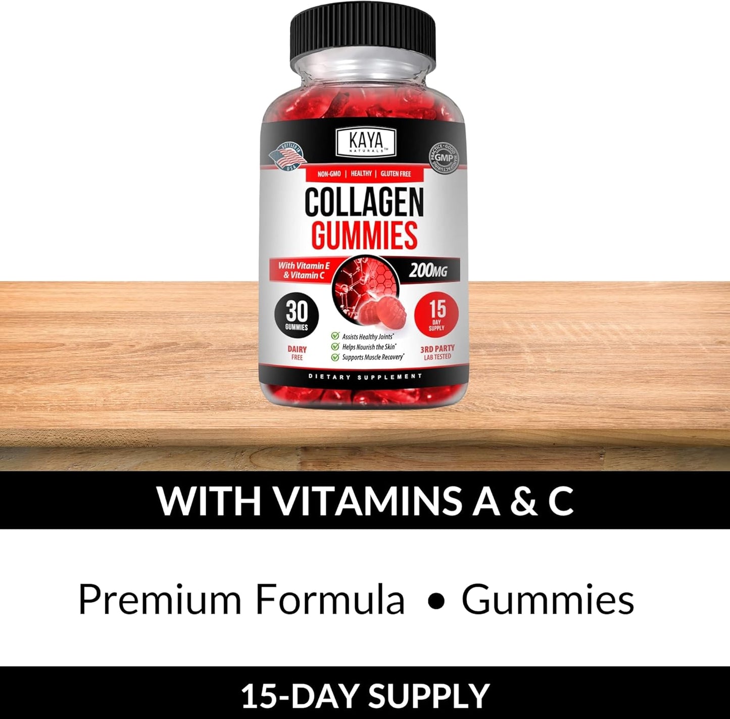 Hydrolyzed Collagen Gummies with Vitamin C & Biotin - 1000mg Supplement for Men & Women - 30 Count - Strawberry Flavor