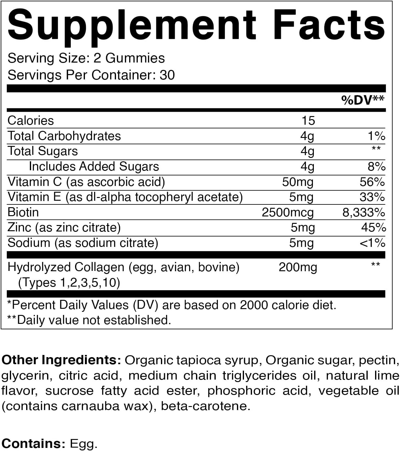 Hydrolyzed Collagen Gummies with Vitamin C, Zinc, and Biotin - 2 Pack, 200 mg, 120 Gummies