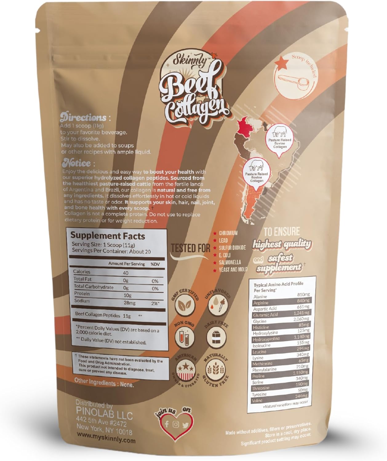 Hydrolyzed Collagen Peptides Powder for Skin, Hair, and Nails - Unflavored Type 1 & 3 Collagen Protein - 8 oz (20 Servings)