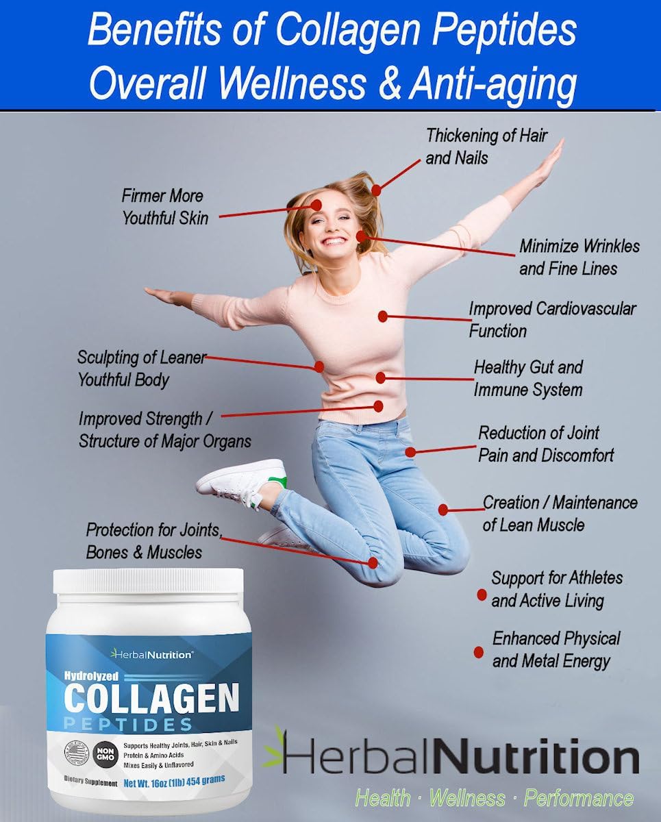 Hydrolyzed Collagen Peptides Powder for Skin, Hair, Nails & Joints - Keto & Paleo Friendly, Non-GMO & Gluten Free - 45 Servings