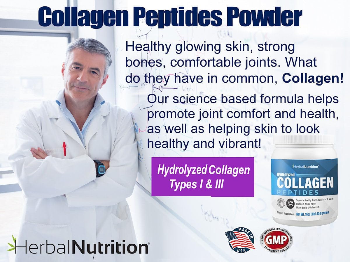 Hydrolyzed Collagen Peptides Powder for Skin, Hair, Nails & Joints - Keto & Paleo Friendly, Non-GMO & Gluten Free - 45 Servings