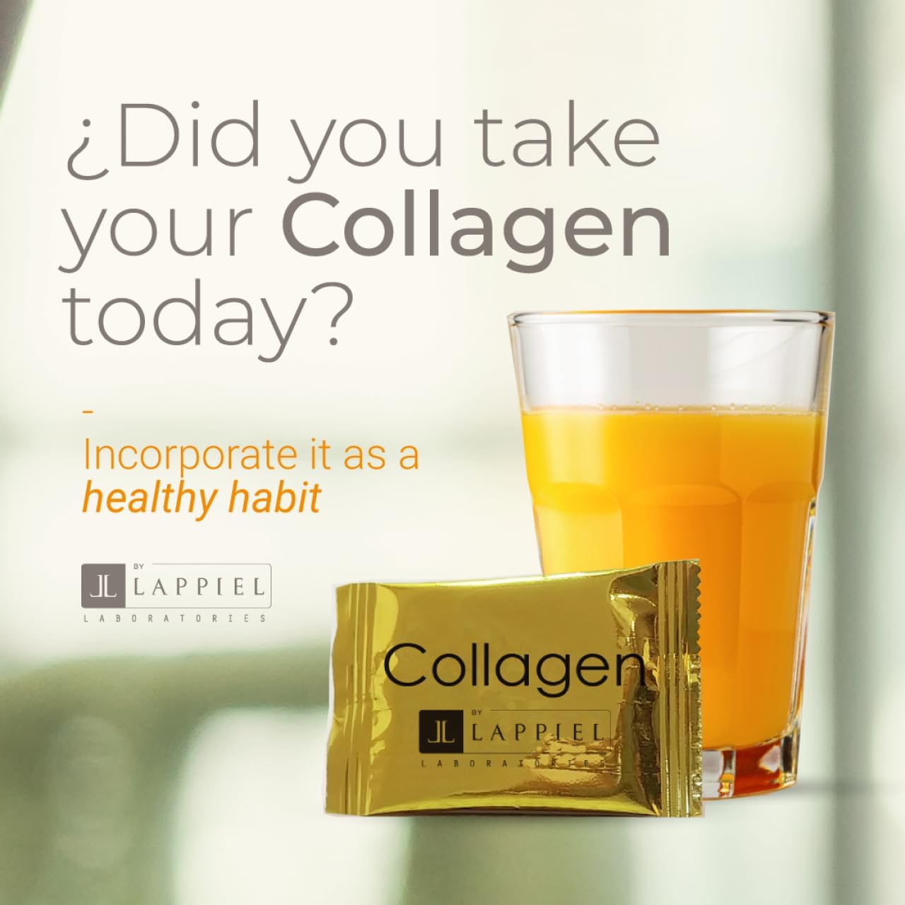 Hydrolyzed Collagen Peptides Powder Packets with Vitamin C and Hyaluronic Acid - Orange Flavor, 30 Servings - Supports Hair, Skin, Nails, Joints