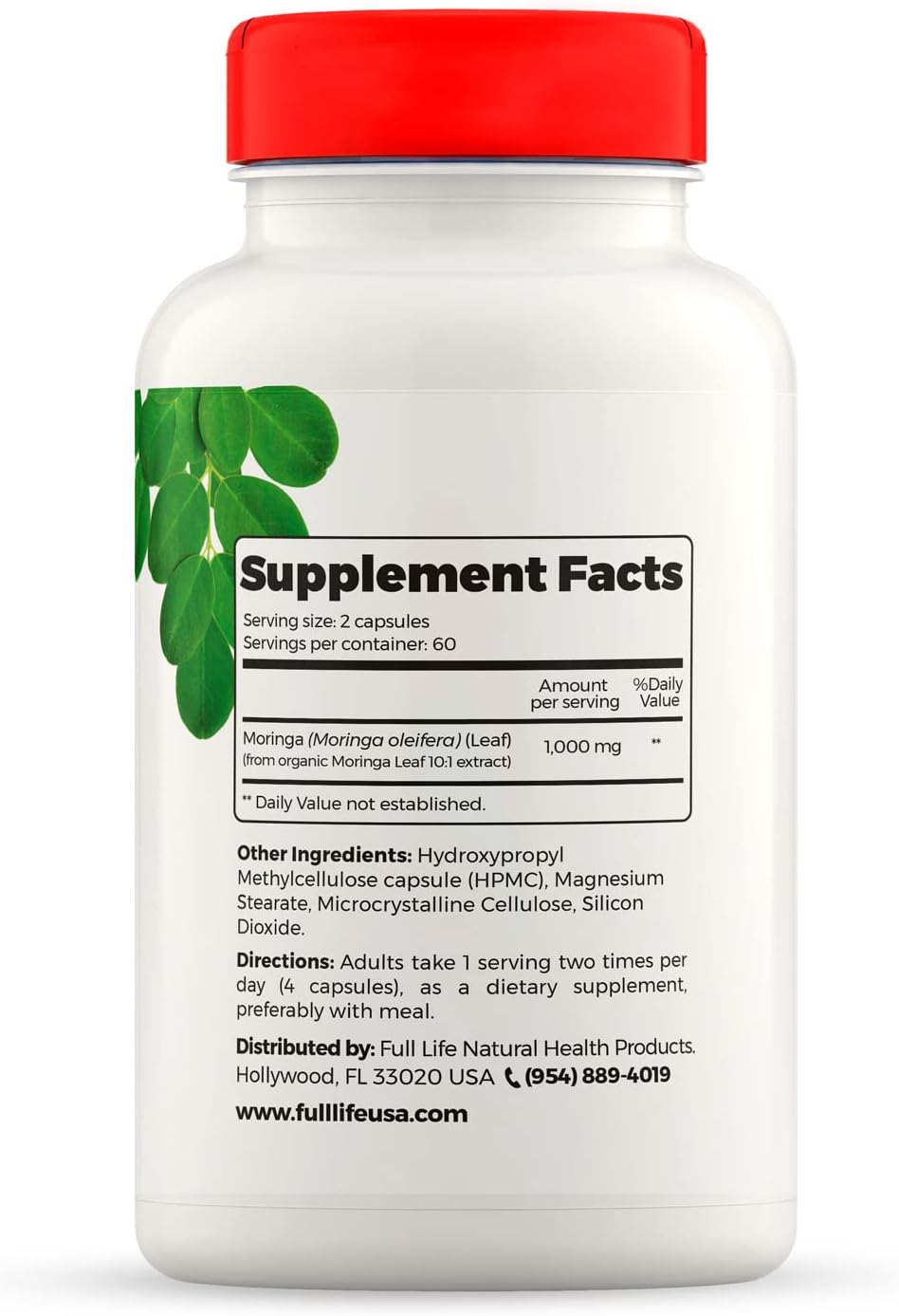Hydrolyzed Collagen Peptides Powder with Moringa Oleifera Capsules - Gluten-Free Supplement for Women and Men - Vegetarian Capsules