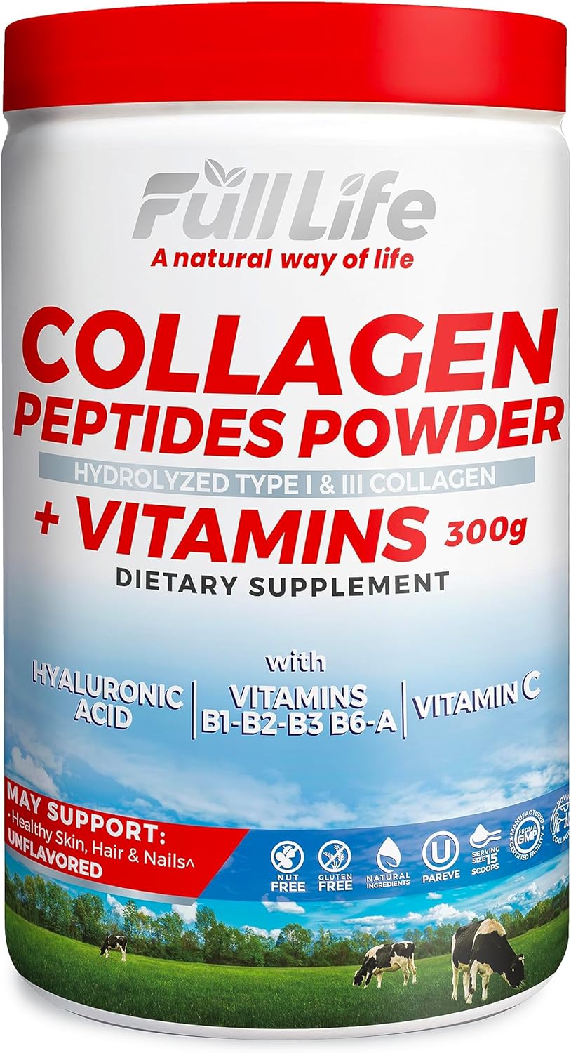 Hydrolyzed Collagen Peptides Powder with Moringa Oleifera Capsules - Gluten-Free Supplement for Women and Men - Vegetarian Capsules