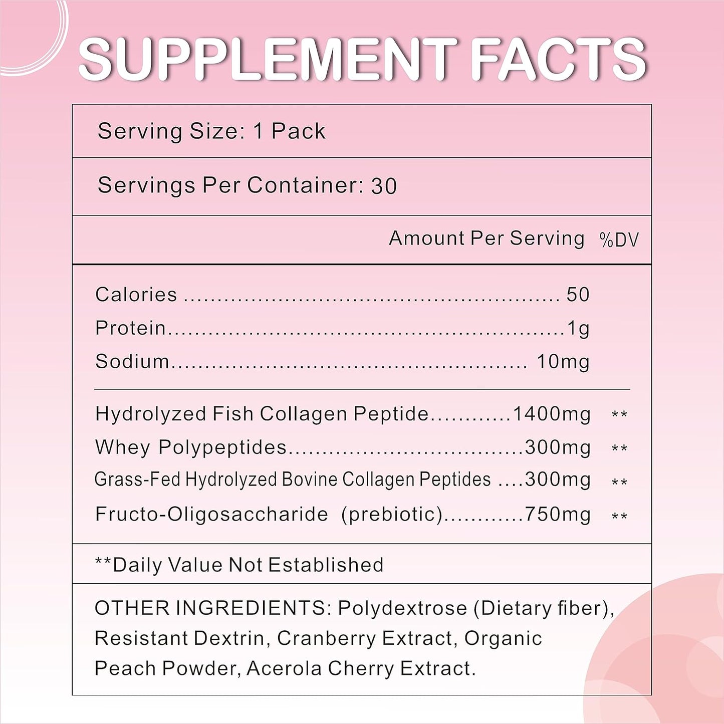 Hydrolyzed Collagen Peptides Powder with Prebiotics, Cranberry Extract - Supports Hair, Skin, Nails, Joints, Digestive Health - Grass Fed, Non-GMO - Women & Men