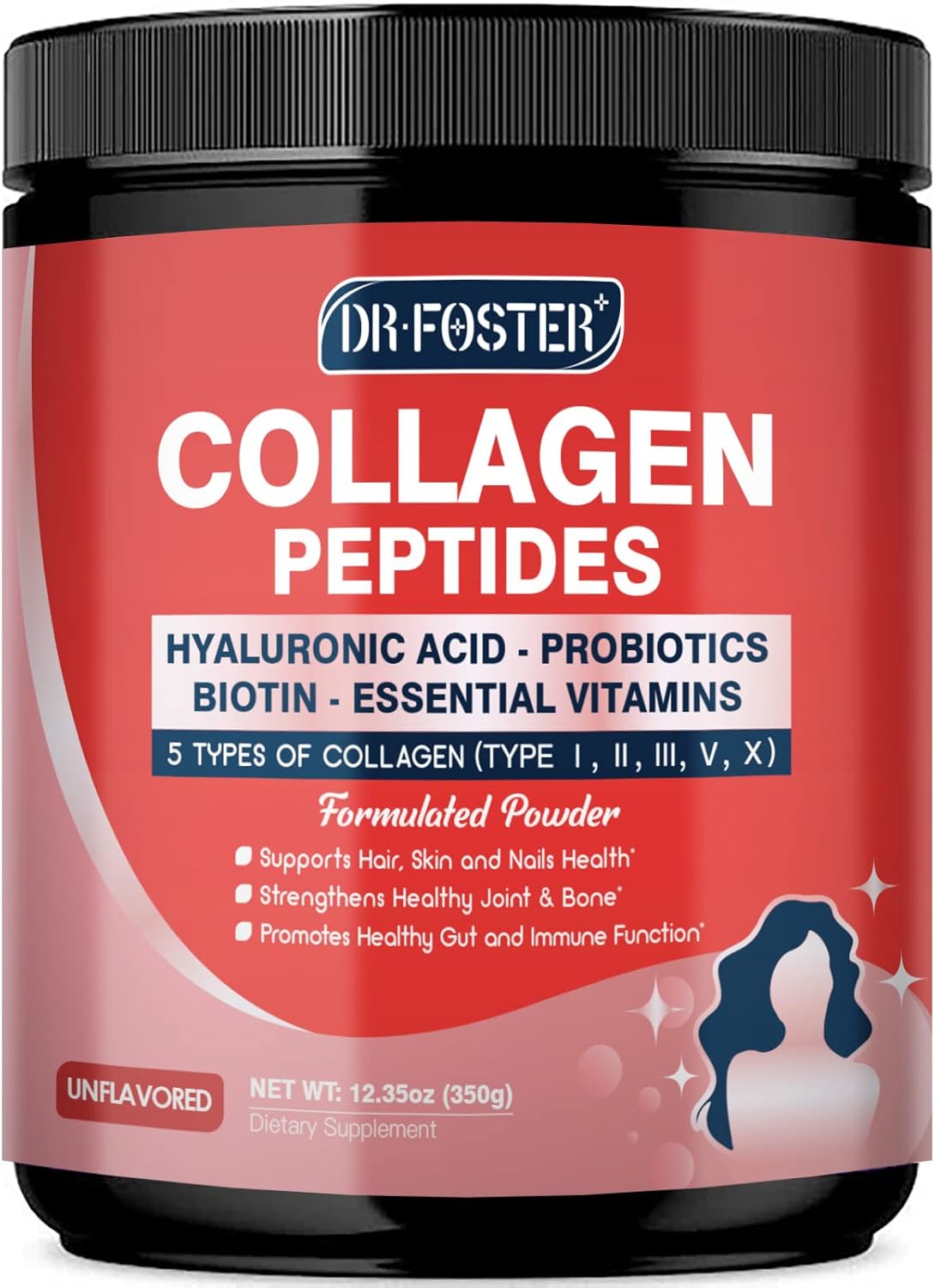 Hydrolyzed Collagen Peptides Powder with Probiotics, Multivitamins, Hyaluronic Acid, and Biotin - 35 Servings - Supports Skin, Hair, Nails, Joints, and Gut