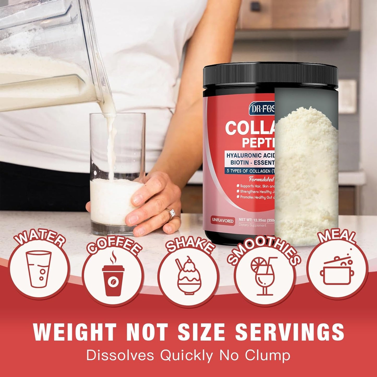 Hydrolyzed Collagen Peptides Powder with Probiotics, Hyaluronic Acid, Biotin & Multivitamins - Skin, Hair, Joint, & Gut Support - 35 Servings