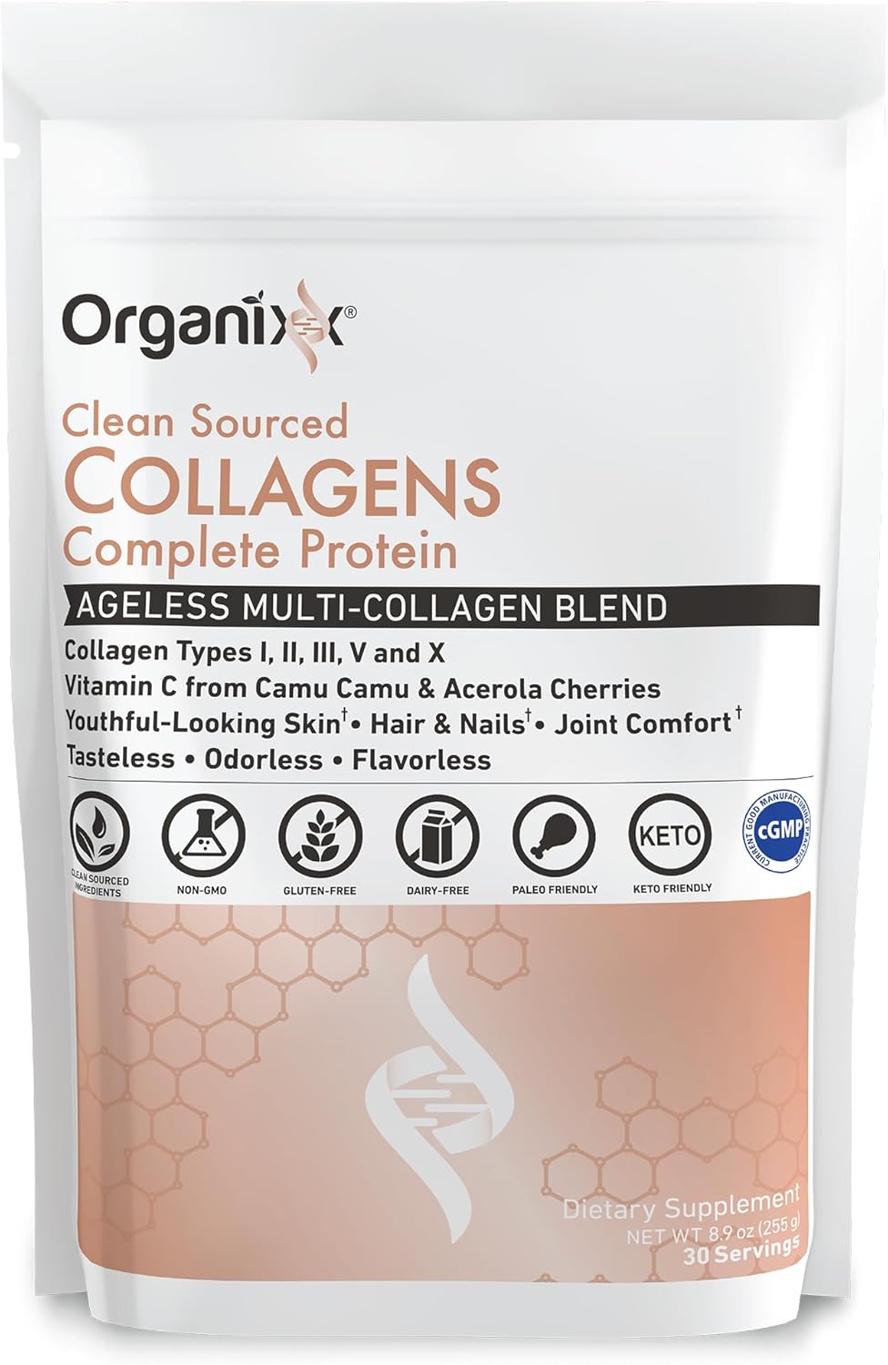 Hydrolyzed Collagen Peptides Powder with Vitamin C - Hair, Skin, Nail & Joint Health Support - Unflavored - 30 Servings