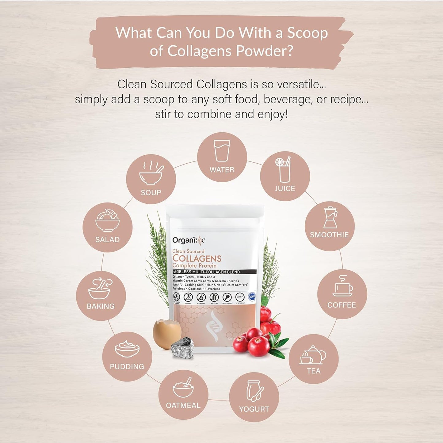 Hydrolyzed Collagen Peptides Powder with Vitamin C - Hair, Skin, Nail & Joint Health Support - Unflavored - 30 Servings