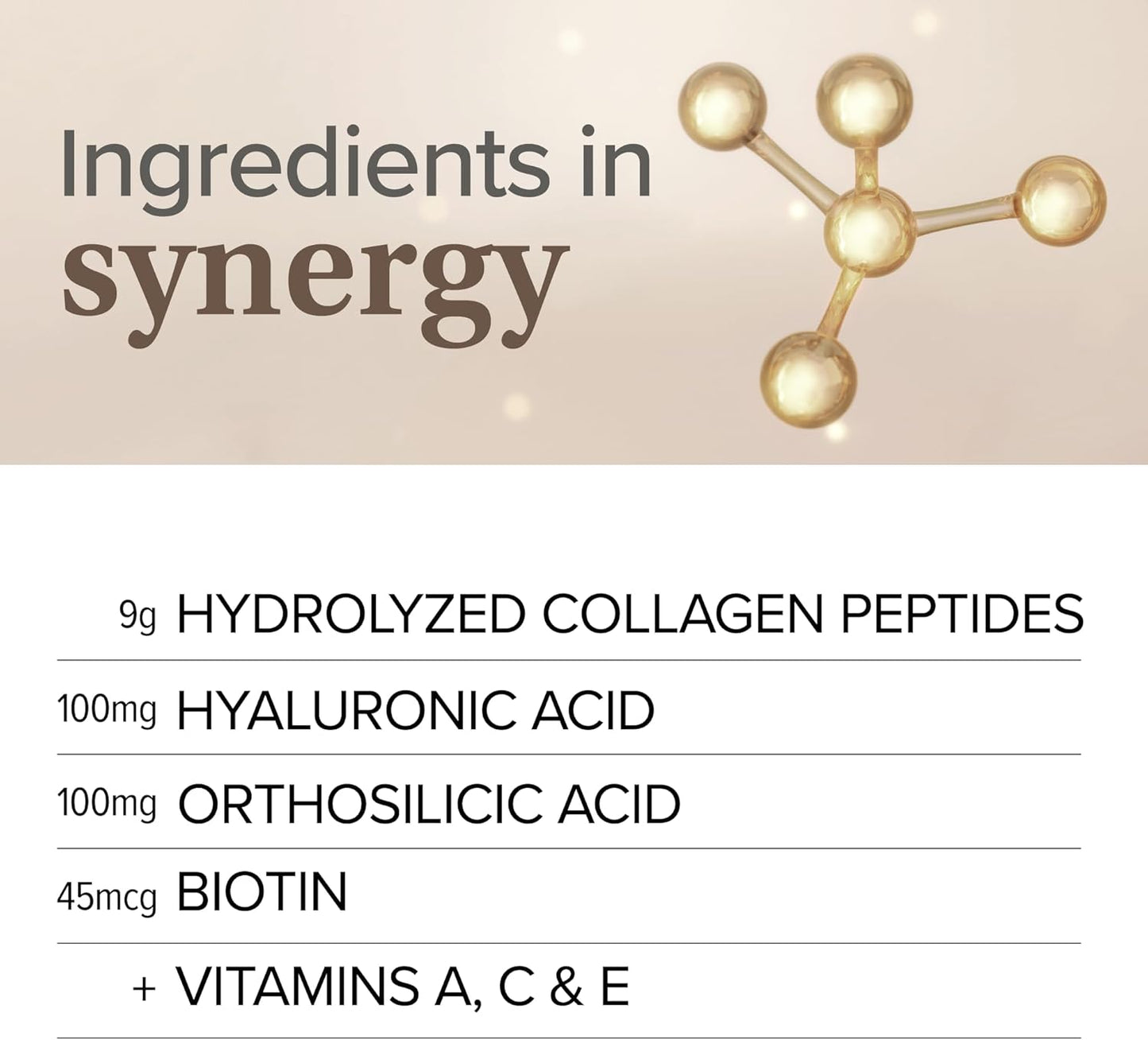 Hydrolyzed Collagen Peptides Protein Powder with Hyaluronic Acid for Women - Skin, Hair, & Nails Support - Neutral Flavor - 11.9oz