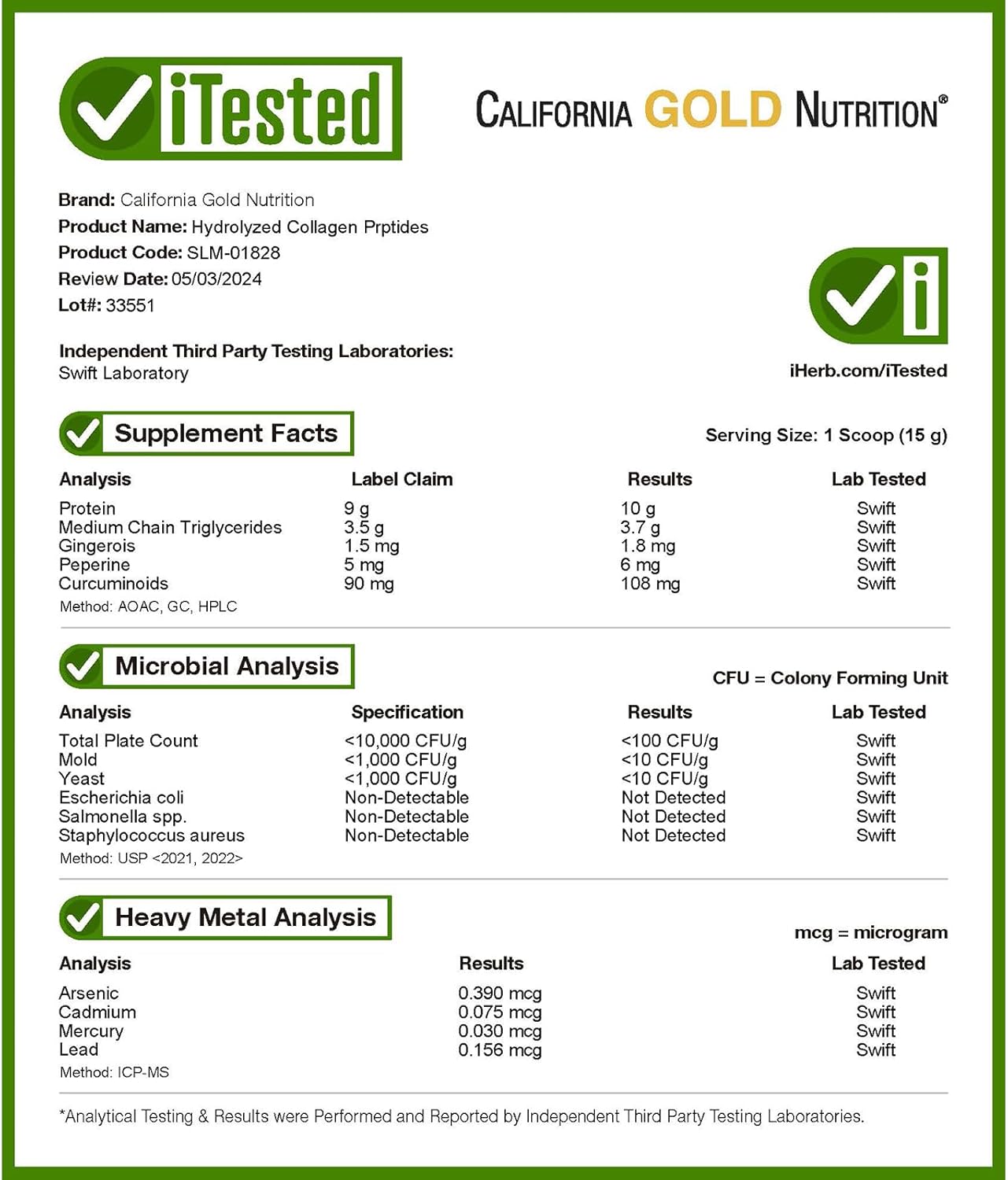 Hydrolyzed Collagen Peptides with Turmeric, MCT, and Ginger - 14.1 oz (400 g) Blend for Skin and Joint Support